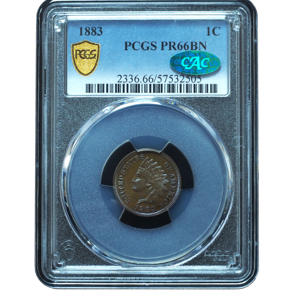Proof 1883 Indian Head Cent PR66BN PCGS & CAC (1) Proof 1883 Indian Head Cent PR66BN PCGS CAC