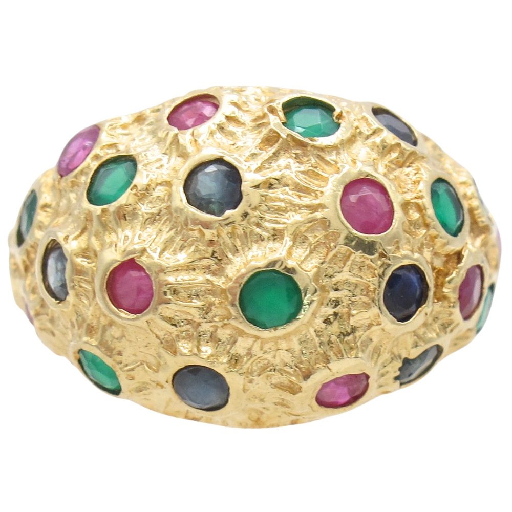 Vintage 2.36ctw Multi-Gemstone Dome Ring 14K Gold