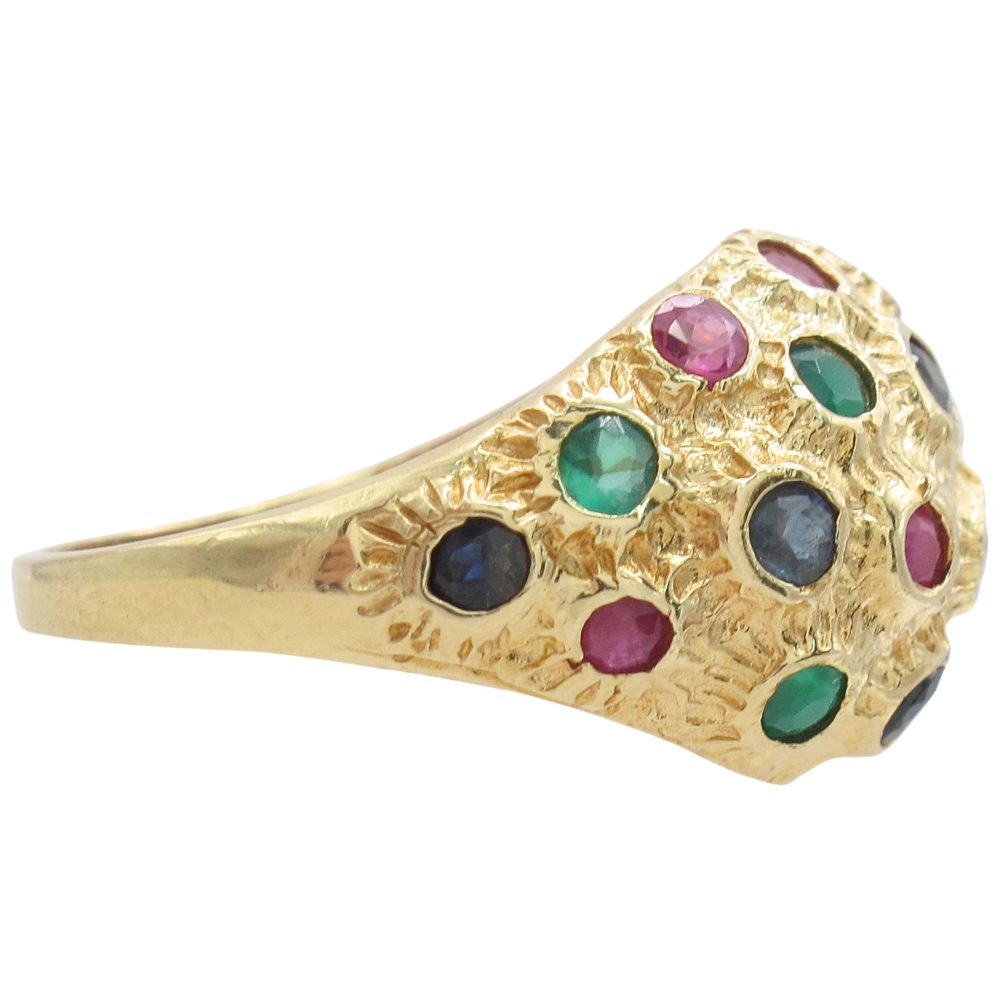 Vintage 2.36ctw Multi-Gemstone Dome Ring 14K Gold side Vintage 2.36ctw Multi-Gemstone Dome Ring 14K Gold side