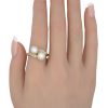 Vintage Cultured Pearl By-Pass Ring 14K Gold worn