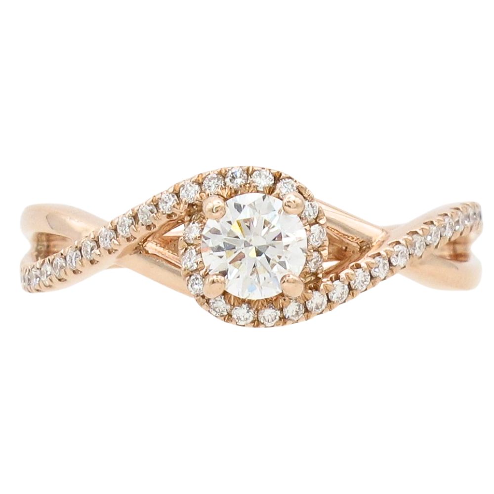 0.47ctw Round Diamond Twisted Band Promise Ring 14K 0.47ctw Round Diamond Twisted Band Promise Ring 14K