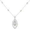 0.50ct Rose Cut Marquise with Diamond Halo Drop Necklace 14k White Gold