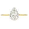 0.71ct H-I1 Pear Diamond Bezel Set Engagement Ring in 14K White & Yellow Gold