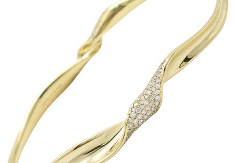 0.76ctw Ippolita Diamond Stardust Bangle Bracelet 18k Yellow Gold