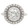1.13ctw Circular Diamond Halo Mid-Century Engagement Ring 18k White Gold