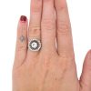1.13ctw Circular Diamond Halo Mid-Century Engagement Ring 18k White Gold Modeled