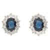 1.18ctw Sapphire Stud Earrings with Diamond Halo 14K White Gold