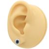 1.18ctw Sapphire Stud Earrings with Diamond Halo 14K White Gold worn