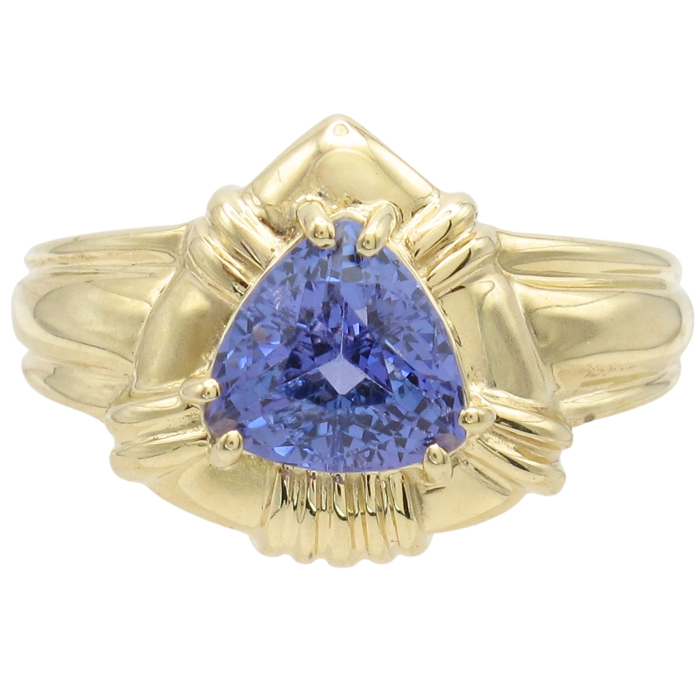 1.67ct Trillion-Cut Tanzanite Ring 14K Gold