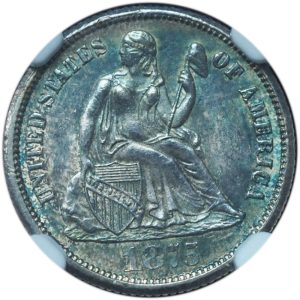 1875-CC Above Bow Seated Dime MS63 NGC