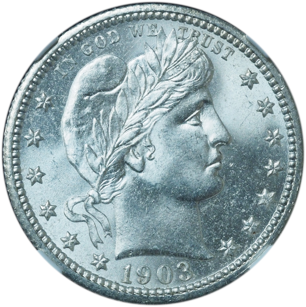 1903 Barber Quarter MS66 NGC – Gem White Blazer with Exceptional Eye Appeal