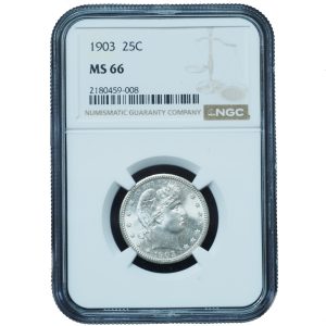1903 Barber Quarter MS66 NGC – Gem White Blazer with Exceptional Eye Appeal