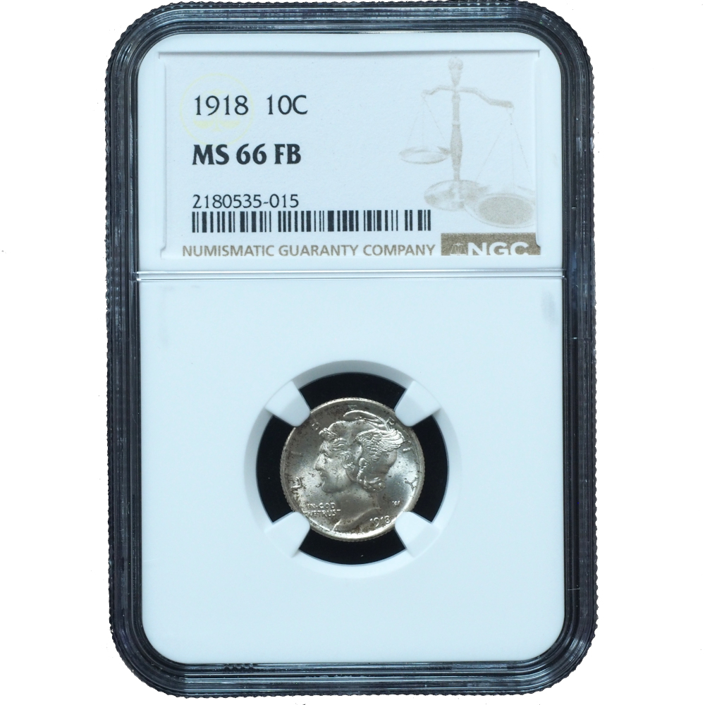 1918 Mercury Dime MS66FB NGC (1) 1918 Mercury Dime MS66FB NGC