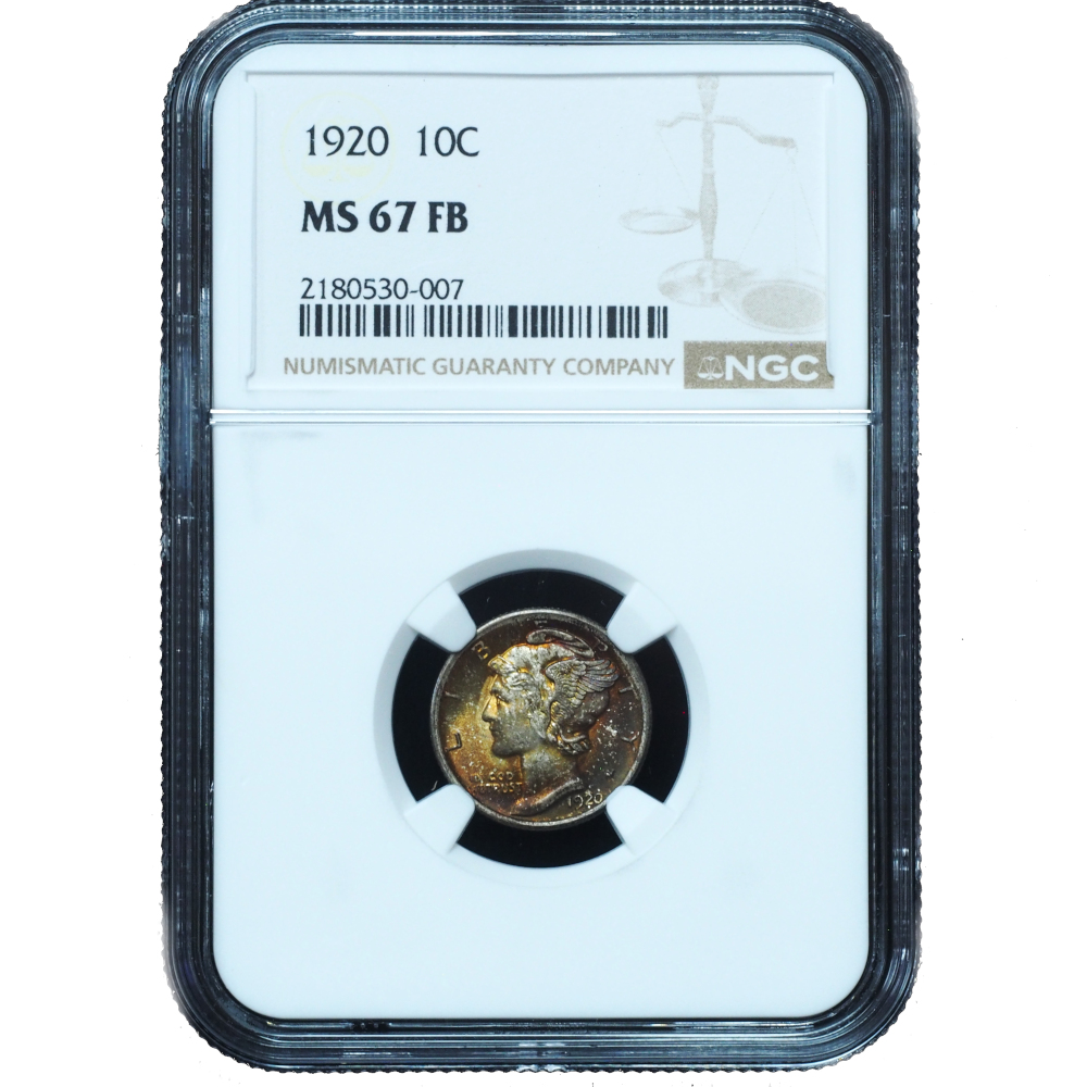 1920 Mercury Dime MS67FB NGS Beautifully Toned (1) 1920 Mercury Dime MS67FB NGC