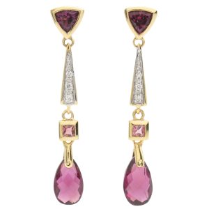 2.24ctw Tourmaline Dangle Earrings 14K Gold front