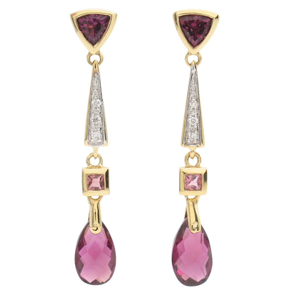 2.24ctw Tourmaline Dangle Earrings 14K Gold