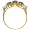 2.34ctw Sapphire Three-Stone Ring with Diamond Accents 18K Gold profile