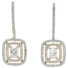 2.42ctw Cushion Diamond Double Halo Earring 14K White and Rose Gold