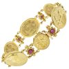 2.4ctw Ruby Greek Mythology Etruscan Revival Bracelet 18K Yellow Gold Clasp