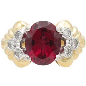 3.28ctw Rubellite Tourmaline Ring 14K Two-Tone Gold front