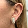 3.40ctw Diamond Pave Omega Back Earrings 18K Yellow Gold Modeled