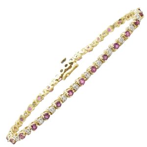 3.78ctw Ruby & Diamond Tennis Bracelet 14K