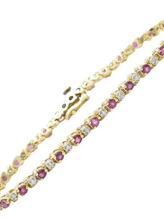 3.78ctw Ruby & Diamond Tennis Bracelet 14K