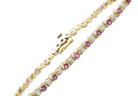3.78ctw Ruby & Diamond Tennis Bracelet 14K