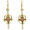 .34ctw Ruby & Diamond Victorian Revival Earring 18K Yellow Gold