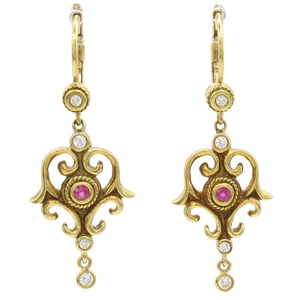 .34ctw Ruby & Diamond Victorian Revival Earring 18K
