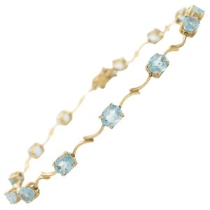 4.16ctw Oval Aquamarine Bracelet 10K Gold