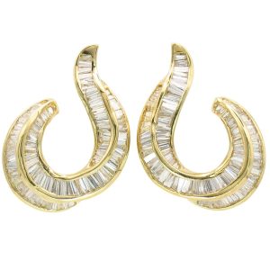 5.52ctw Baguette Diamond J Earrings 14K Yellow Gold