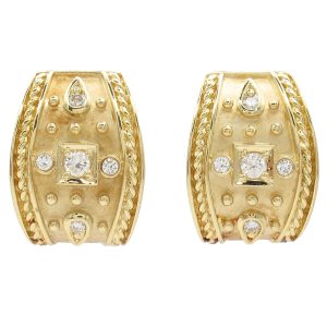 .52ctw Diamond Etruscan Style Earring 14K Yellow Gold Front