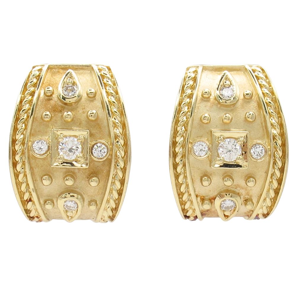 .52ctw Diamond Etruscan Style Earring 14K Yellow Gold Front .52ctw Diamond Etruscan Style Earring 14K Yellow Gold Front