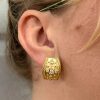.52ctw Diamond Etruscan Style Earring 14K Yellow Gold Worn