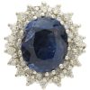 6.85ctw Sapphire Ring with Diamond Double Halo 14K White Gold front