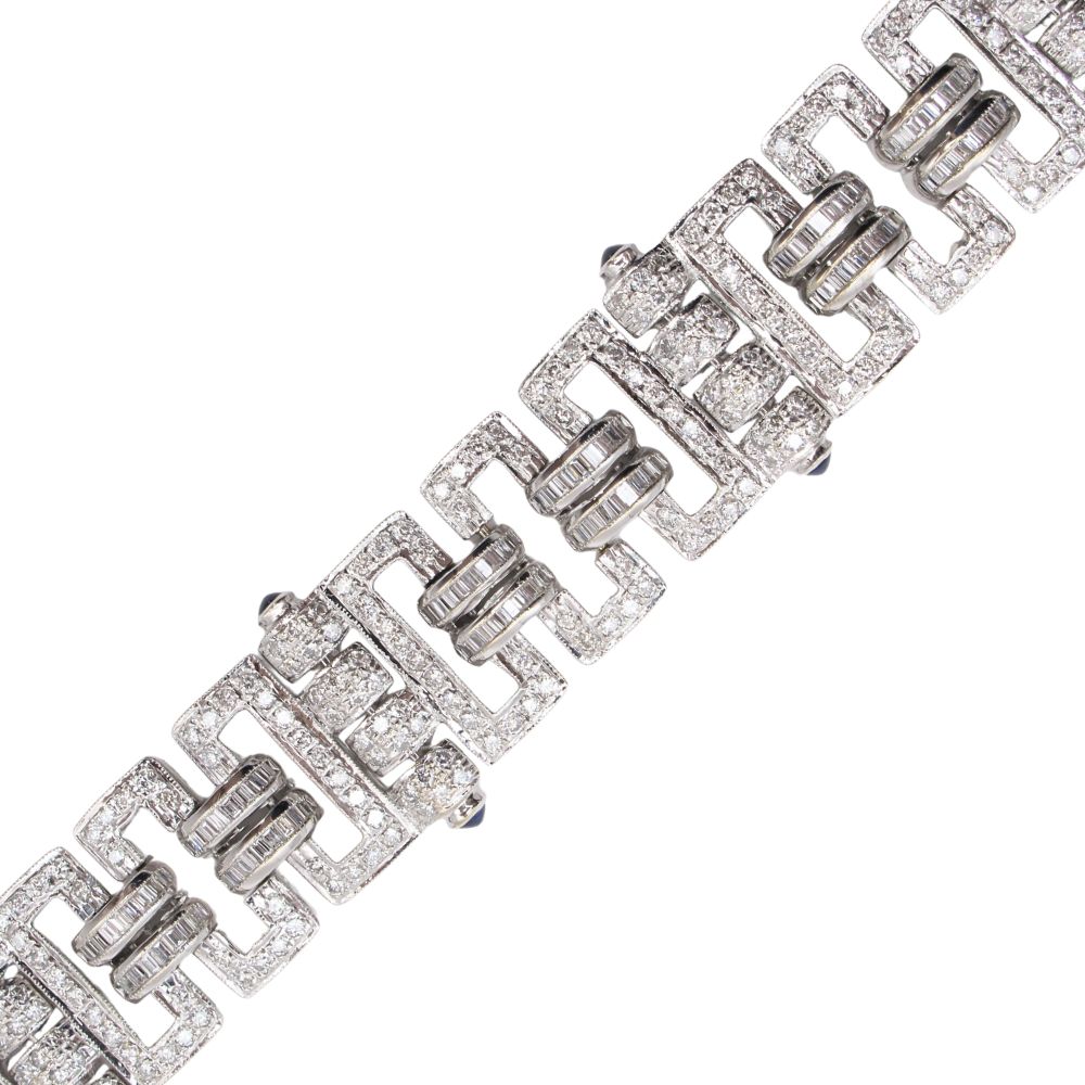 7.99ctw Diamond Art Deco Inspired Bracelet 18K White Gold Close up 7.99ctw Diamond Art Deco Inspired Bracelet 18K White Gold Close up