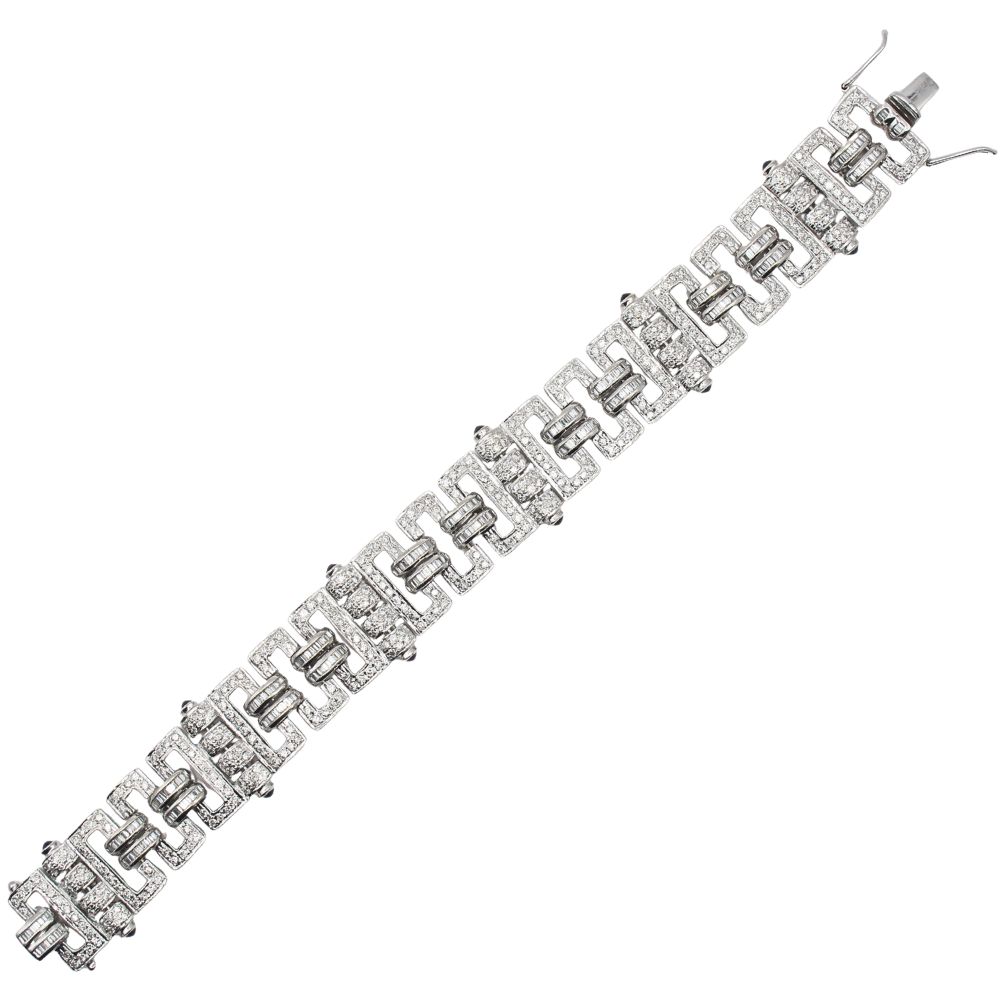 7.99ctw Diamond Art Deco Inspired Bracelet 18K White Gold Layout 7.99ctw Diamond Art Deco Inspired Bracelet 18K White Gold Layout