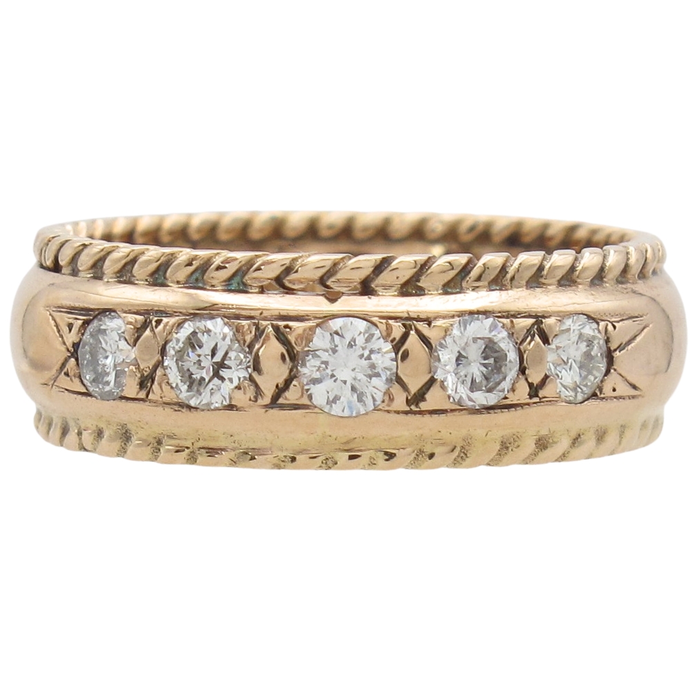 Art Deco Era 0.30ctw Diamond Band Ring 14K Rose Gold front Art Deco Era 0.30ctw Diamond Band Ring 14K Rose Gold front