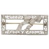 Art Deco Era Framed Bow Brooch 14K White Gold front