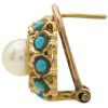 Cultured Pearl Earrings with Turquoise Halo in 14K Gold side
