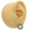 Cultured Pearl Earrings with Turquoise Halo in 14K Gold worn