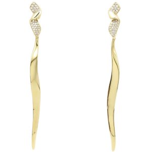 Ippolita Stardust Pave Twisted Drop Earrings 0.37ctw Diamond 18K Yellow Gold