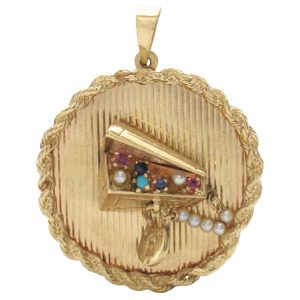 Jeweled Treasure Chest Statement Charm 14K Gold front
