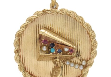 Jeweled Treasure Chest Statement Charm 14K Gold front