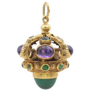 Multi-Gemstone Bauble Charm 18K Gold