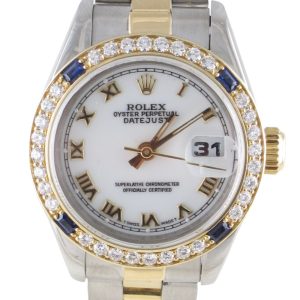 Pre-Owned-Ladies-Rolex-26MM-Datejust-1995-Two-Tone-Model-69173-Front-Close