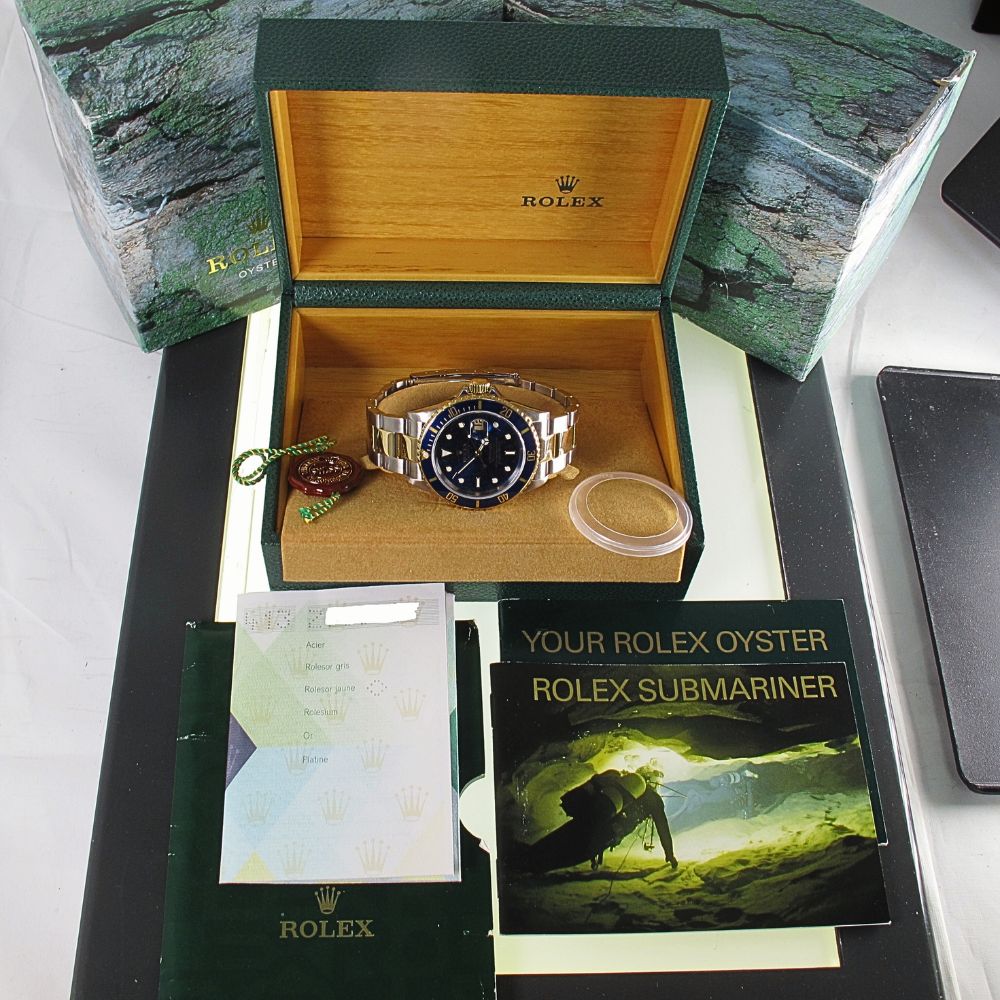 Pre-Owned Rolex 40MM Two Tone Submariner (2007) Model 16613 b and p inside