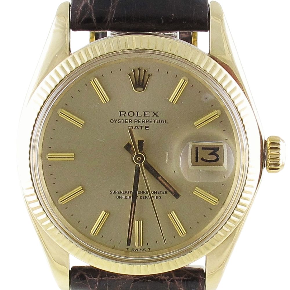 Pre-Owned Vintage Rolex 34MM Date (1972) 14kt Yellow Gold Model 1503 Front Close