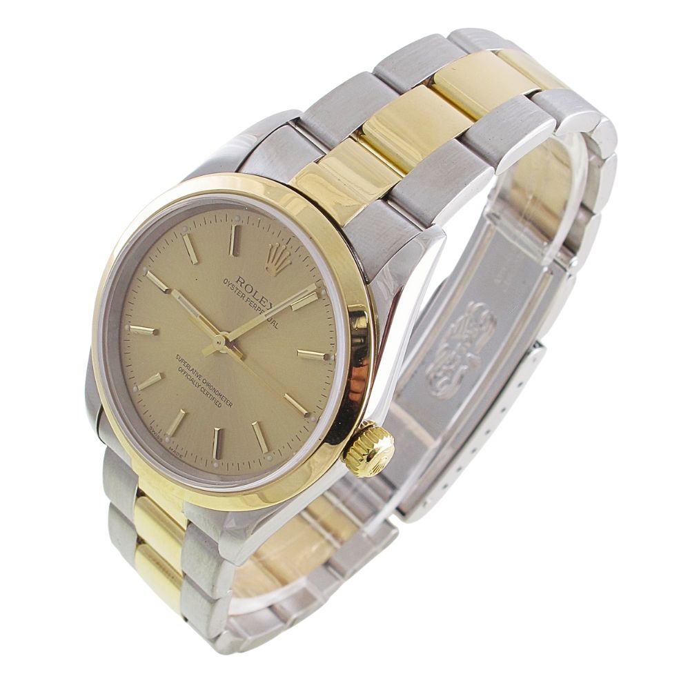 Pre-owned Rolex 34MM Two Tone Oyster Perpetual (2000) Model 14203 Left